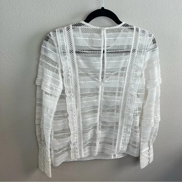 Self-Portrait Stripe Grid Top White Guipure Lace Straight Cut Slim Fit Small - Picture 14 of 15